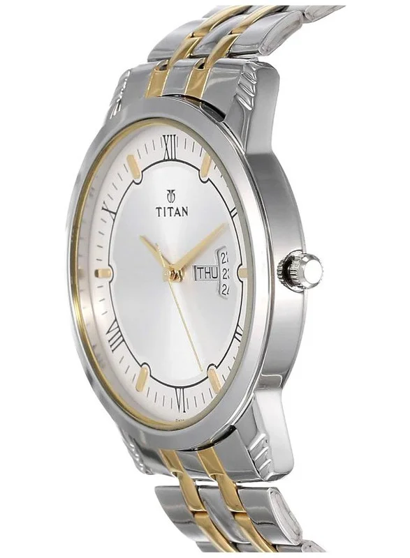 تيتان ساعة يد تناظرية من الفولاذ المقاوم للصدأ